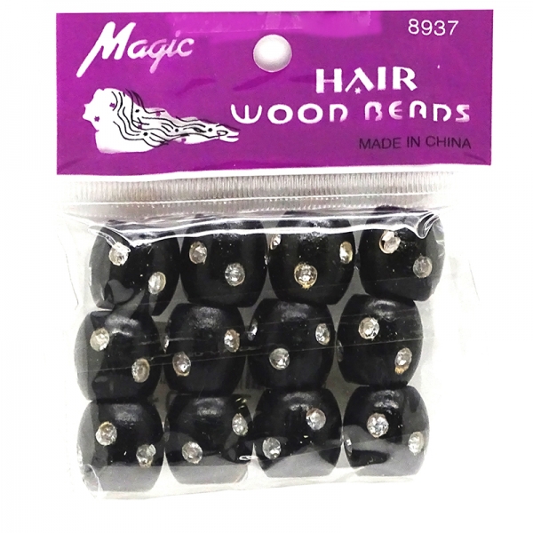 Magic Hair Wood Beads mit Diamond (12 Stck.) #8937